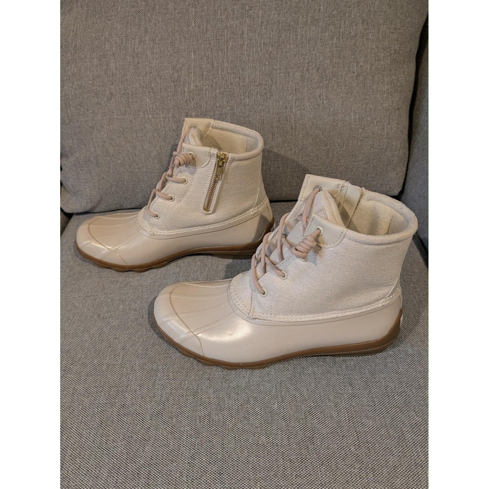 Sperry Top Sider Duck Boots Cream Waterproof Women's‎ Size 9.5 M
